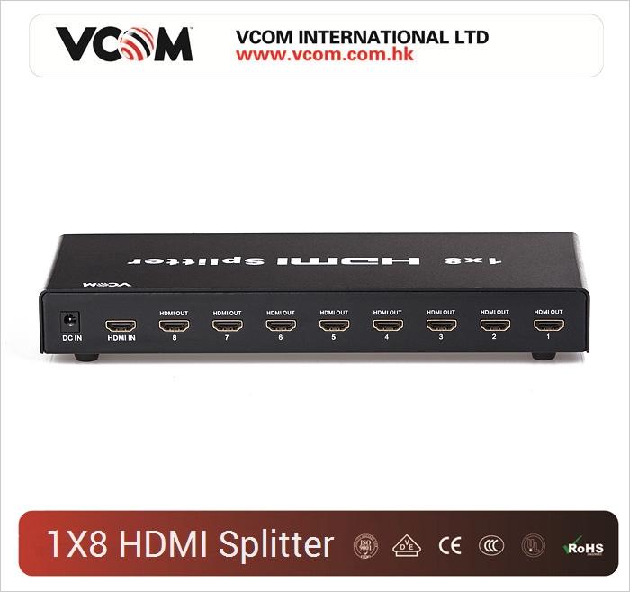 Разветвитель  HDMI 1x8 Splitter1.4v220V Оптовая продажа