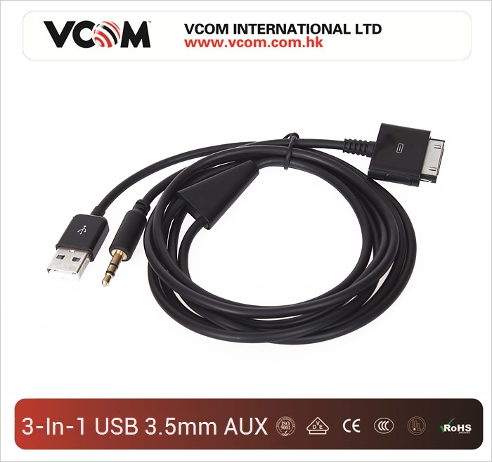Кабель USB 3.5mm AUX Audio/Data/Charger Cable Оптовая продажа
