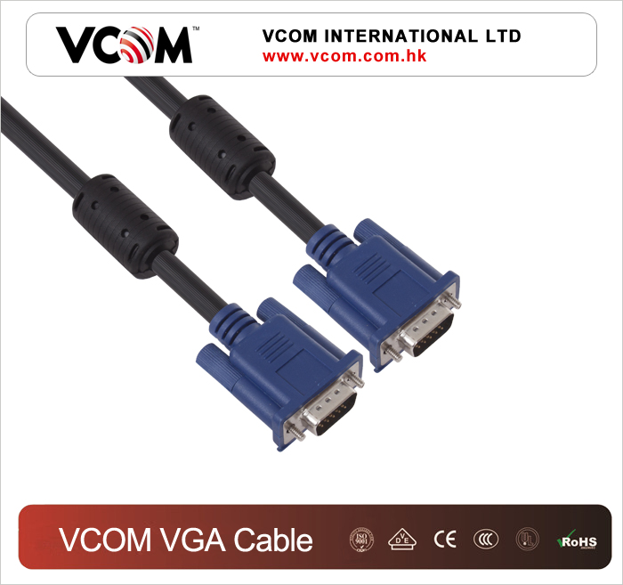 Кабель VGA HD 15M/M с 2-я ферритовыми кольцами Оптовая продажа 