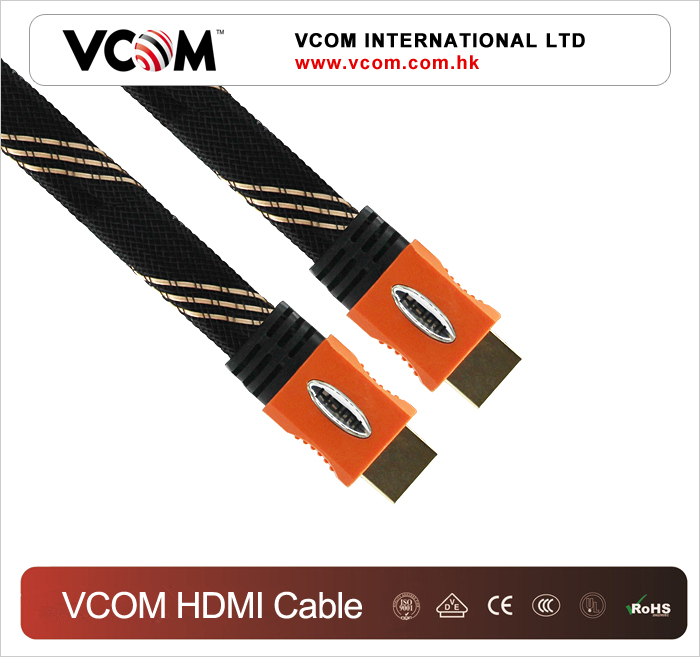 Оптовый плоский кабель HDMI-HDMI 19M/M 1.4V+3D/Ethernet NYLON Braid 